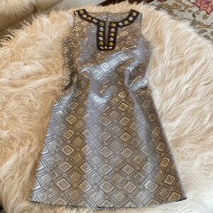 TORY BURCH silver mettalic mini dress